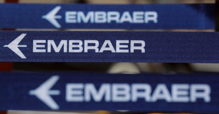 Embraer logo at LABACE in Sao Paulo