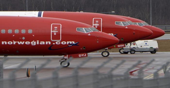 FILE PHOTO: File photo shows Boeing 737-800 aircrafts belonging to budget carrier Norwegian Air