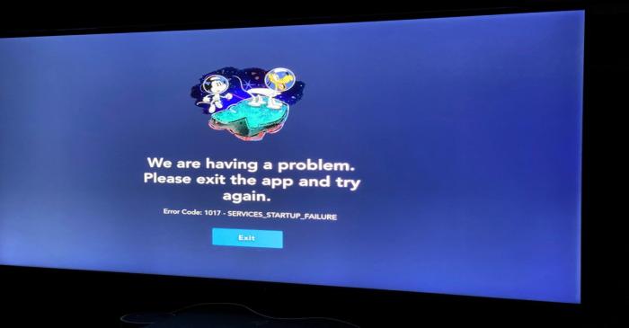 An error message for Disney’s streaming service is seen on a TV in New York
