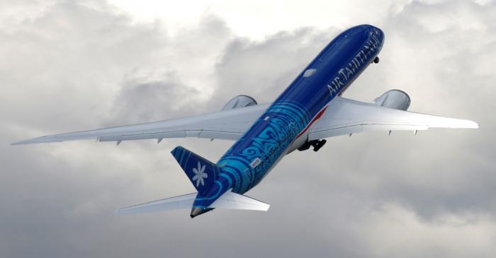 FILE PHOTO: A Boeing 787-9 Dreamliner of Air Tahiti Nui company performs during the 53rd