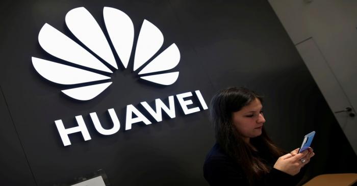 FILE PHOTO: A Huawei logo is pictured at their store at Vina del Mar
