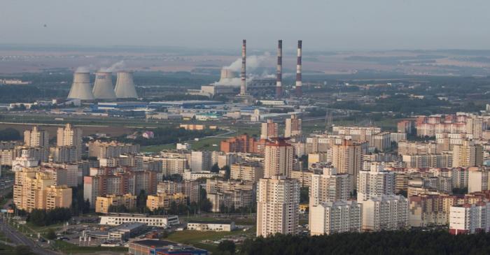 FILE PHOTO: Aerial view shows a gas-fired power station in Minsk