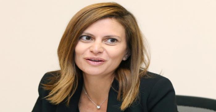 Lebanese Minister of Energy and Water, Nada Boustani Khoury speaks during an interview with