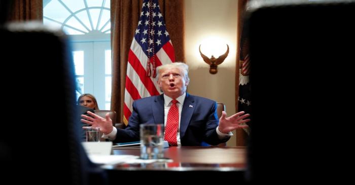 U.S. President Donald Trump hosts a Cabinet meeting inside the Cabinet Room of the White House