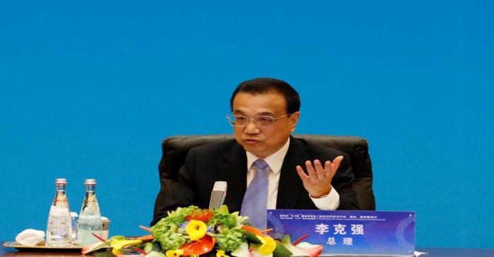Chinese Premier Li Keqiang speaks at the 
