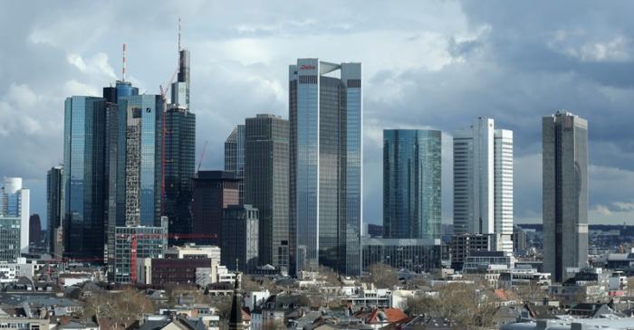 The financial district with Germany's Deutsche Bank and Commerzbank is pictured in Frankfurt
