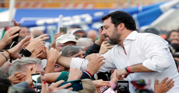 FILE PHOTO: Italy's League Party holds an anti-government demonstration in Rome