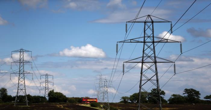 FILE PHOTO: Electricity pylons are seen in London