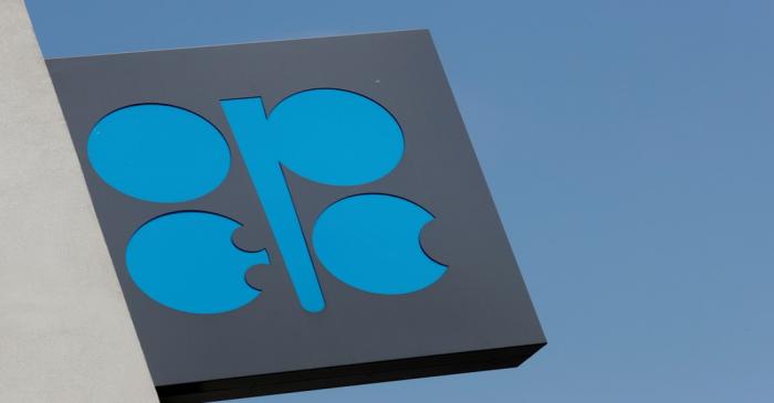 FILE PHOTO: The logo of the Organisation of the Petroleum Exporting Countries (OPEC) is seen at