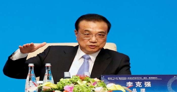 Chinese Premier Li speaks at a news conference following the 