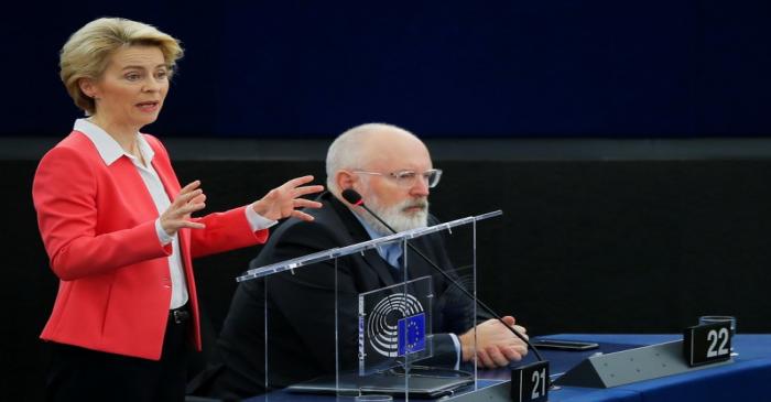 European Commission President-elect von der Leyen addresses the European Parliament in