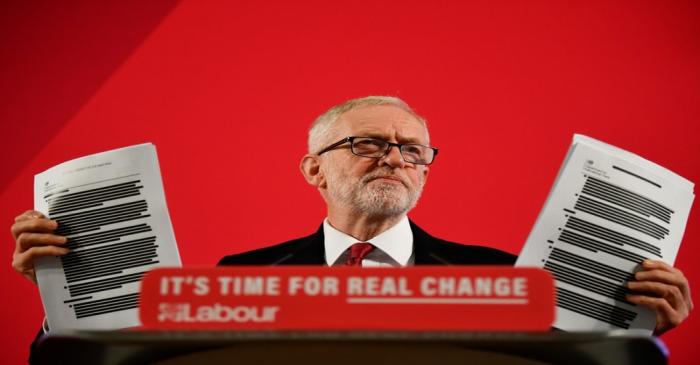 Jeremy Corbyn speaks during a general election campaign event in London