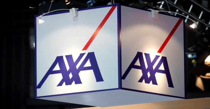 FILE PHOTO: Logo of Axa t is seen at VivaTech fair in Paris