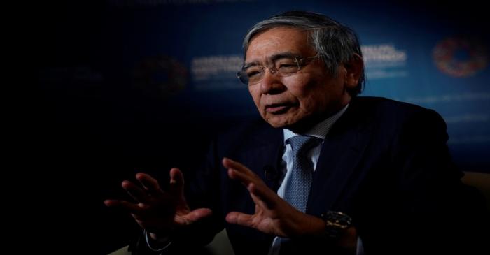 Bank of Japan (BOJ) Governor Haruhiko Kuroda, speaks during an interview with Reuters in