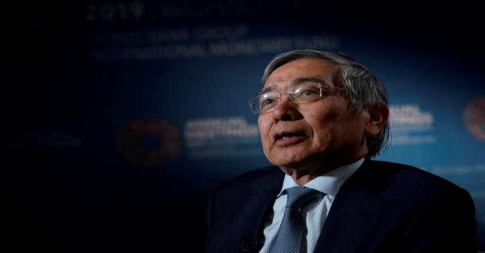 Bank of Japan (BOJ) Governor Haruhiko Kuroda, speaks during an interview with Reuters in