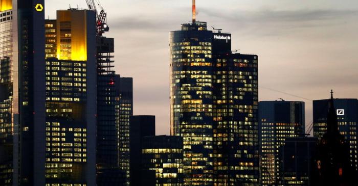 FILE PHOTO: The skyline with its financial district is photographed in the early evening in