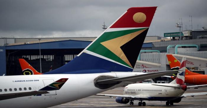 FILE PHOTO: Logo of SAA is seen on an aircraft at O.R. Tambo International Airport in