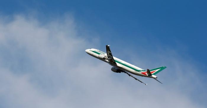 FILE PHOTO: An Alitalia Airbus A321 plane carrying Pope Francis for one-day visit to Geneva