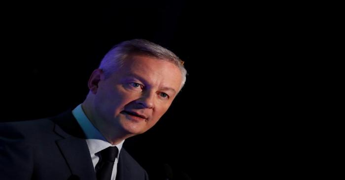 French Finance Minister Bruno Le Maire attends a news conference in Boulogne-Billancourt