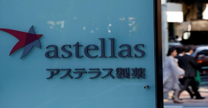 Astellas Pharma's logo is pictured at its headquarters in Tokyo