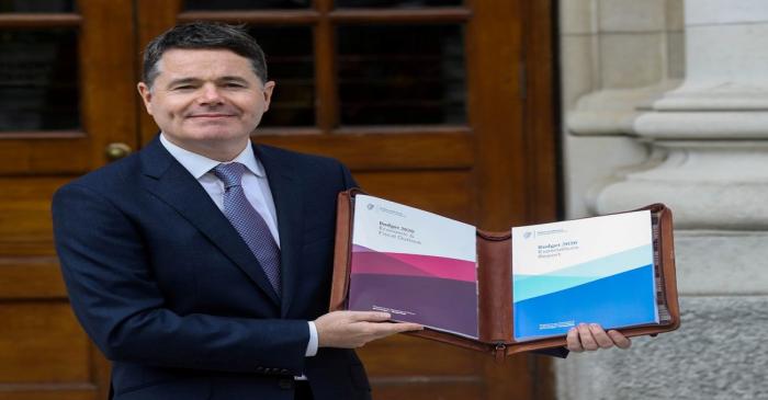 FILE PHOTO: Irish Finance Minister Paschal Donohoe presents Budget 2020 at Government Buildings