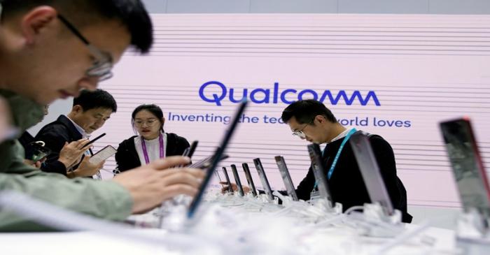 A Qualcomm sign is seen at the second China International Import Expo (CIIE) in Shanghai