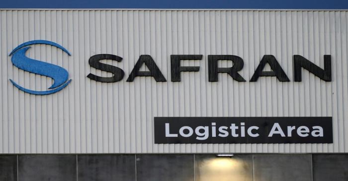 FILE PHOTO: The Safran logo is pictured at the company's logistic area in Colomiers, near