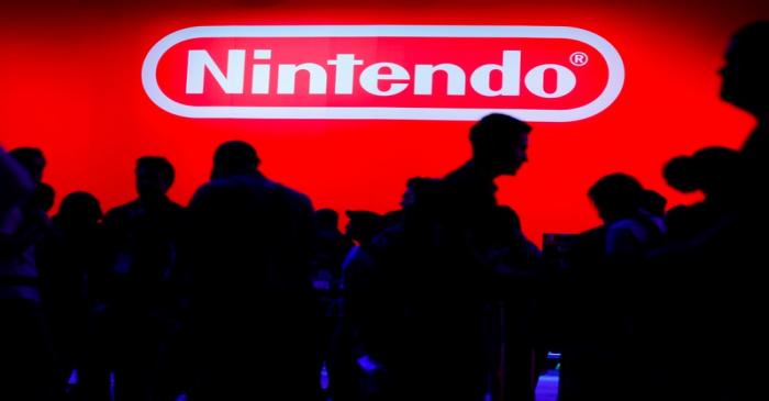 A display for the gaming company Nintendo is shown during opening day of E3, the annual video
