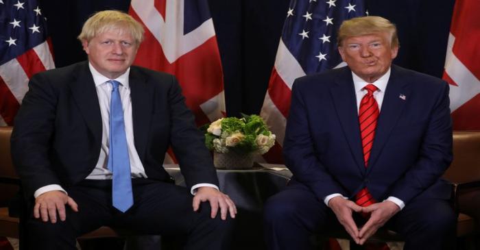 FILE PHOTO - U.S. President Trump meets with British Prime Minister Johnson on sidelines of