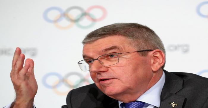 Bach President of the IOC attends a new conference after an Executive Board meeting in Lausanne