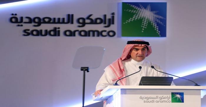 FILE PHOTO: Yasser al-Rumayyan, Saudi Aramco's chairman, speaks during a news conference in