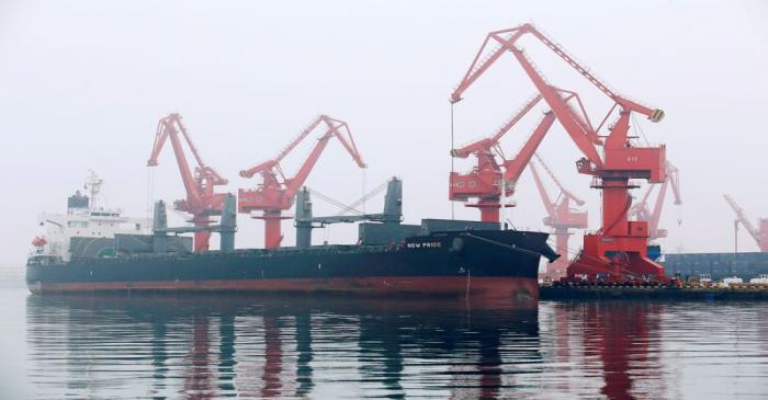 FILE PHOTO: A bulk carrier is seen at Qingdao Port Shandong province