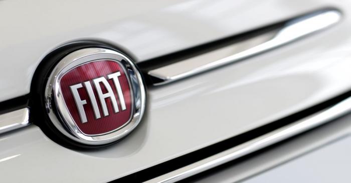 FILE PHOTO: The logo of Fiat is pictured at a dealership in Orvault near Nantes