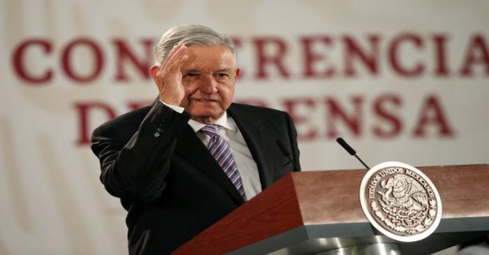 Mexico's President Andres Manuel Lopez Obrador holds a news conference at the National Palace