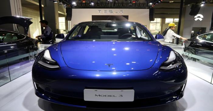 FILE PHOTO: China-made Tesla Model 3 electric vehicle is seen ahead of the Guangzhou auto show