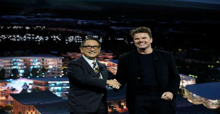 Akio Toyoda, president of Toyota Motor Corporation, and Danish architect Bjarke Ingels, CEO of