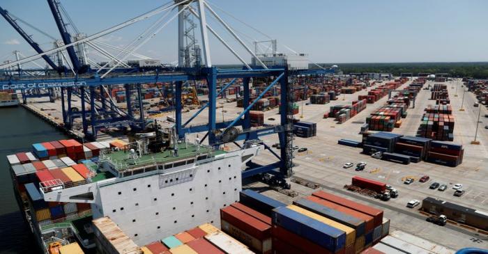 FILE PHOTO: The view from one of the ship-to-shore cranes at Wando Welch Terminal operated by