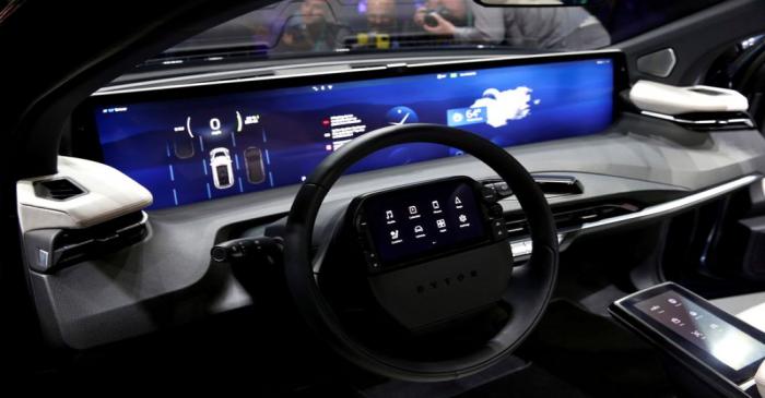 FILE PHOTO: An interior view of the Byton M-Byte all-electric SUV, expected to enter mass