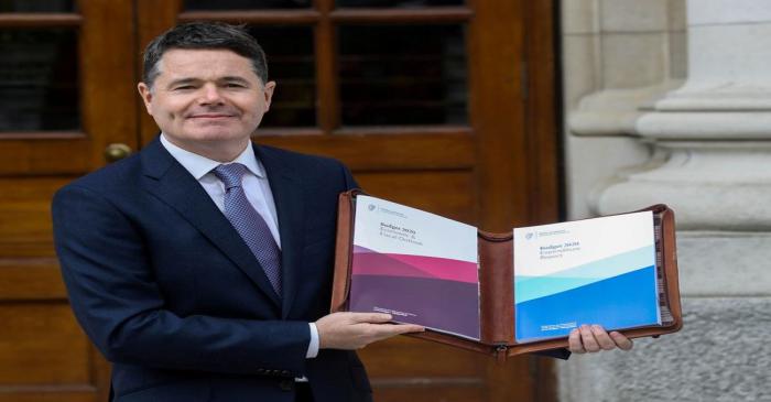 FILE PHOTO: Irish Finance Minister Paschal Donohoe presents Budget 2020 at Government Buildings