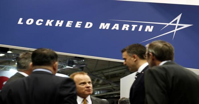 USThe logo of Lockheed Martin is seen at Euronaval, the world naval defence exhibition in Le