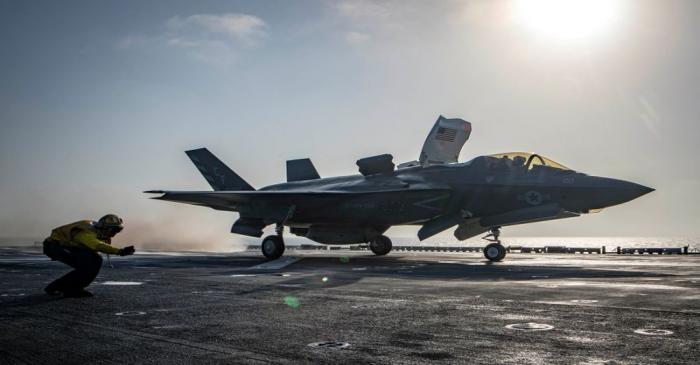 FILE PHOTO:  A U.S. Navy handout photo of a F-35B Lightning II aircraft launched aboard the