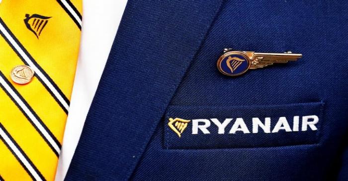 FILE PHOTO: Ryanair logo is pictured ahead of a news conference by Ryanair union