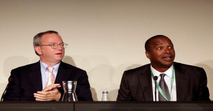 FILE PHOTO: Google Executive Chairman Schmidt and Drummond, Google's Senior Vice President of