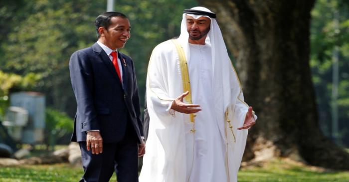 Indonesia's President Joko Widodo and Abu Dhabi's Crown Prince Sheikh Mohammed bin Zayed Al