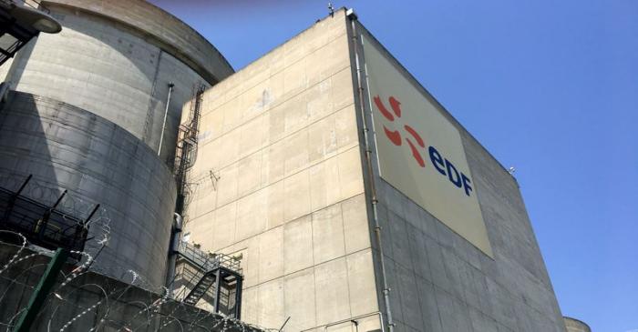 FILE PHOTO: The EDF logo is seen on a reactor building at the Tricastin nuclear power plant