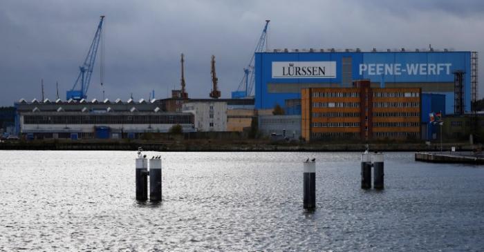 FILE PHOTO: The Luerssen Peene shipyard is pictured in Wolgast