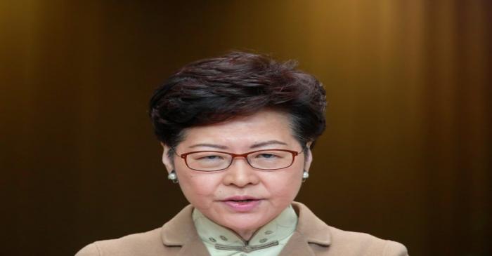 Hong Kong Chief Executive Carrie Lam attends a news conference in Hong Kong