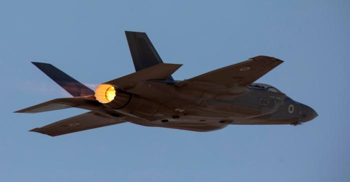 FILE PHOTO: An Israeli F35 aircraft is seen in mid-flight during 