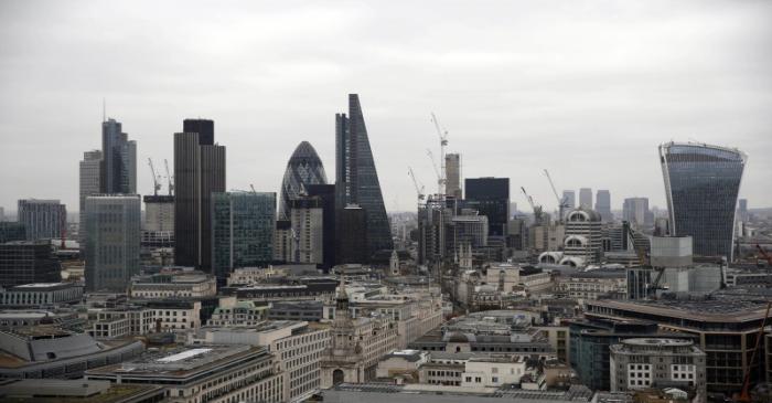 FILE PHOTO:  A view of the London skyline shows the City of London financial district, seen