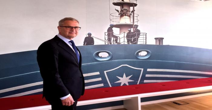 FILE PHOTO: Maersk CEO Skou attends news conference in Copenhagen